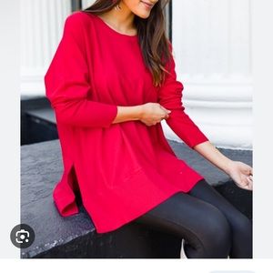 Plus Size Tunic Sweater Red 2X Holiday Dolman Sleeve Margeaux & Ellie